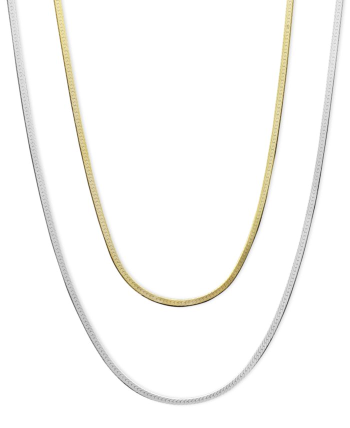 Flat Herringbone Chain Necklace (1-1/4mm) in 14k Yellow or White Gold