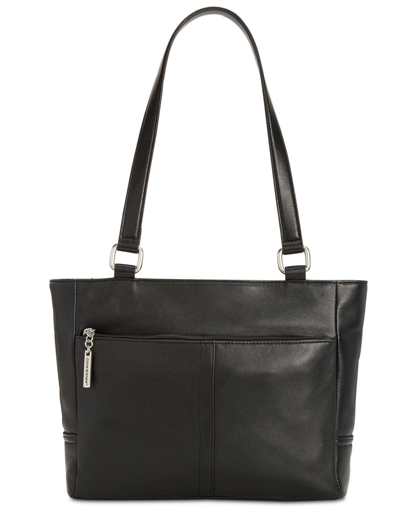 Женская сумка Giani Bernini Nappa Classic Leather Tote, цвет: Чёрный / Серебряный — фото 1