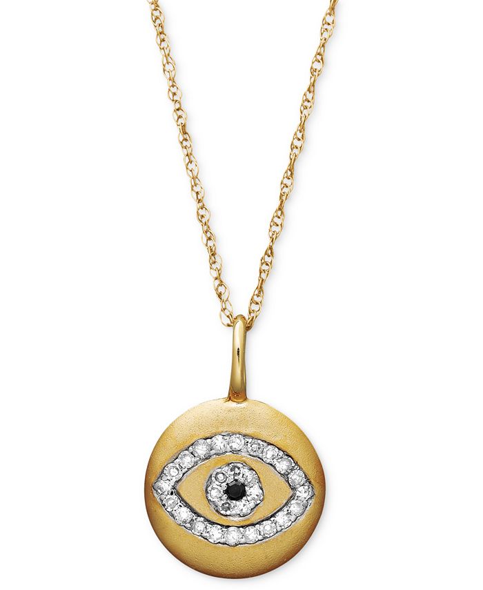 Macy s Diamond Evil Eye Pendant Necklace in 14k Gold 1 10 ct