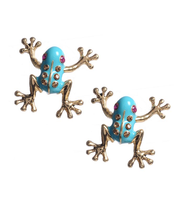 Betsey Johnson Blue Frog Stud Earrings - Macy's