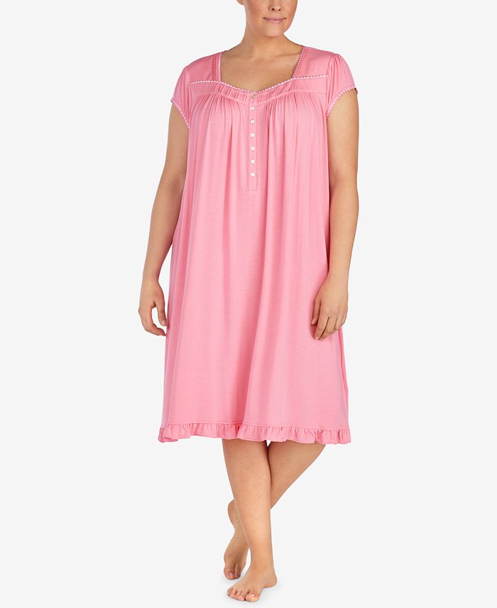 Eileen West Waltz Plus Size ContrastLace Knit Nightgown Macy's