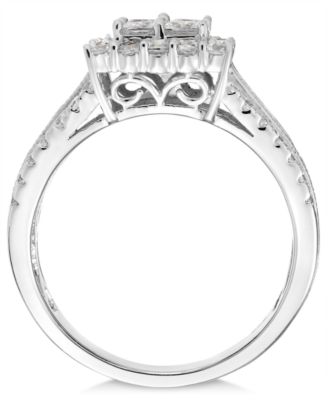 Macy's Diamond Princess Halo Ring (1-1/2 ct. t.w.) in 14k White Gold ...