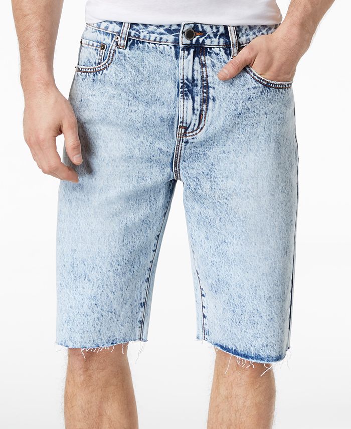 LRG Men's Make Jeans Not War Premium-Fit Raw-Edge Denim Shorts - Macy's