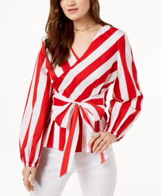 INC International Concepts - Striped Wrap Blouse