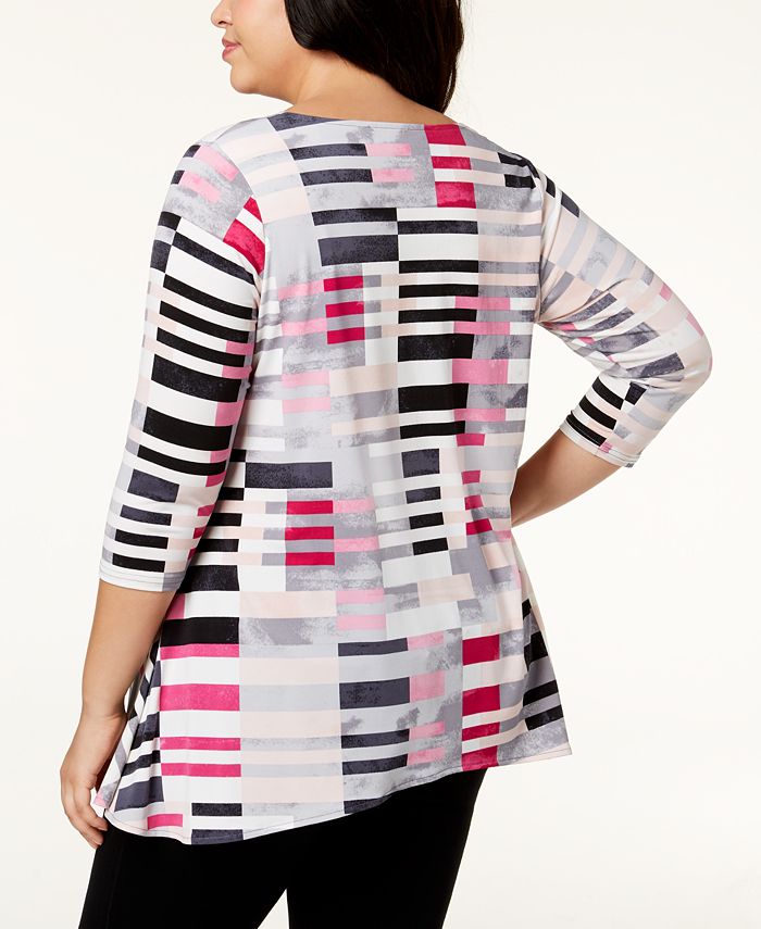 Alfani Women's Bliss Tunic Blouse – Floral Print, Long Sleeve, 100% Nylon (Regular Fit) - View #3