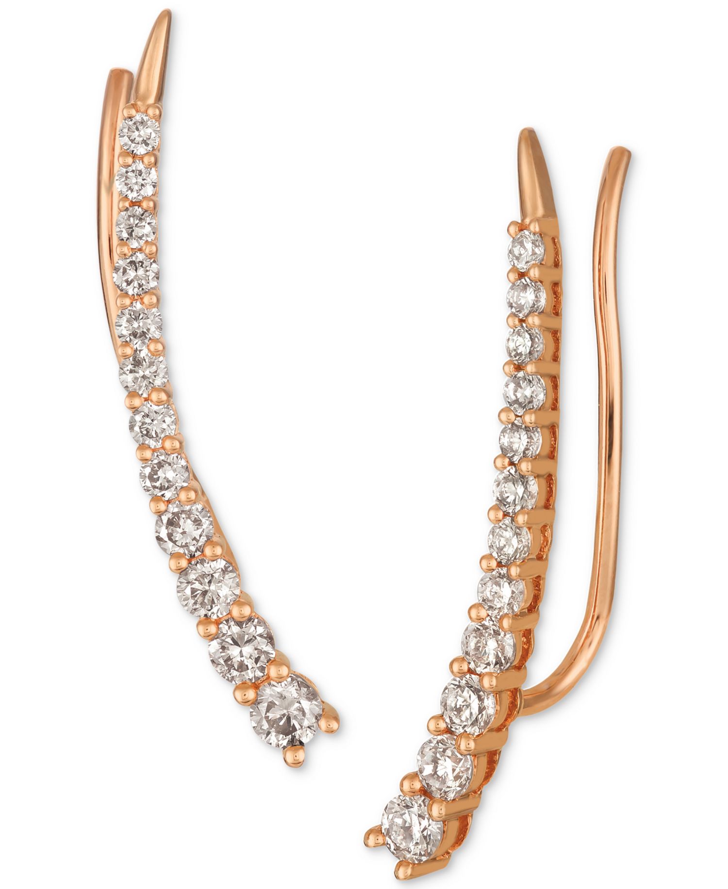 Strawberry & Nude™ Diamond Climber Earrings (5/8 ct. t.w.) in 14k Rose Gold (Also Available in Yellow Gold)