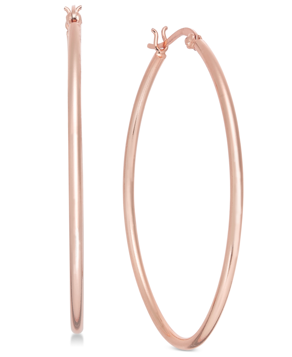 And Now This Large Rose Gold Plated Polished Oval Medium Hoop Earrings , 2" - Rose Gold