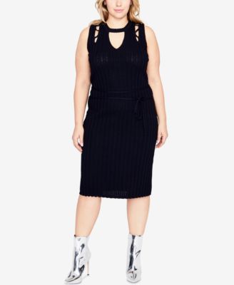 RACHEL Rachel Roy - Trendy Plus Size Cutout Sweater Dress