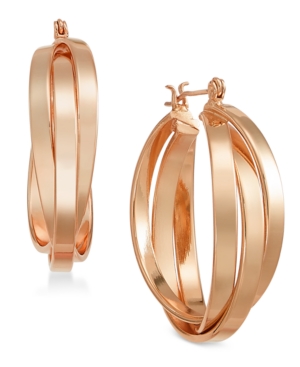 image of Essentials Small Multi-Ring Interlocked Medium Hoop in Fine Silver Plate Earrings