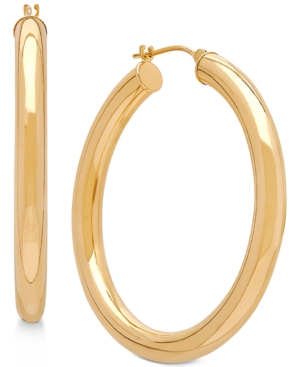 image of Polished Hoop Earrings in 14k Gold, 1 1/2 inch