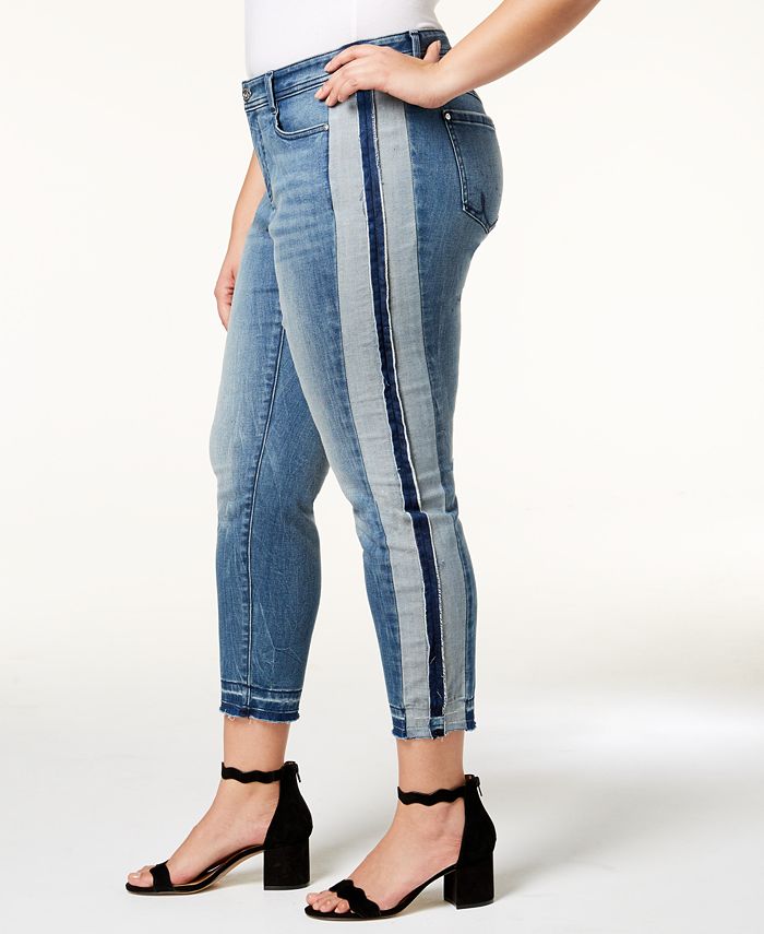 Plus size outlet side stripe jeans