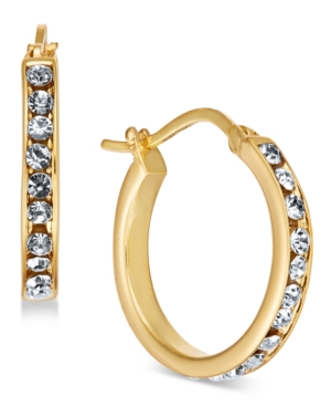 image of Essentials Small Gold Plated Crystal Small Hoop Earrings s
