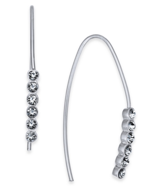 image of Essentials Silver Plated Small Crystal Threader Earrings