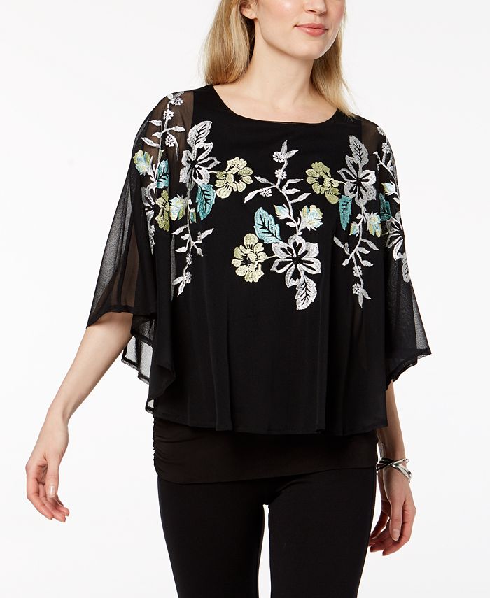 Alfani Petite Embroidered Cape-Sleeve Top, Created for Macy's & Reviews ...