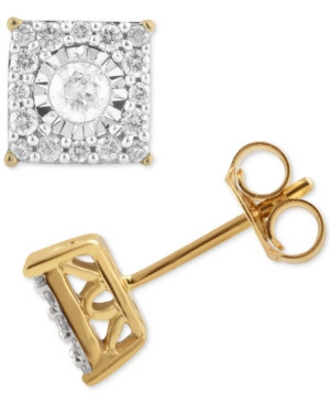 image of Diamond Cluster Stud Earrings (1/3 ct. t.w.) in 14k White Gold, Yellow Gold and Rose Gold