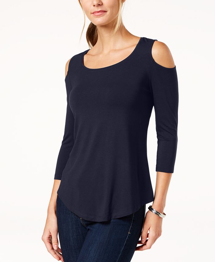 JM Collection Cold-Shoulder 3/4-Sleeve Top, Created for Macy's ...