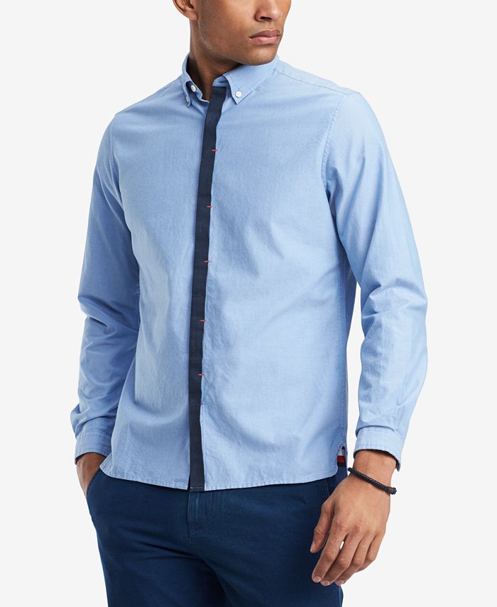 Tommy Hilfiger Men's Saxon CustomFit HiddenPlacket Oxford Shirt, Created for Macy's Macy's