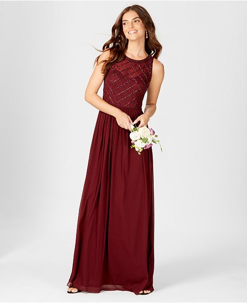 Adrianna Papell Beaded A Line Gown Reviews Dresses Macy S