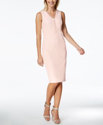 Sheath Dress Light Pink Calvin Klein Dress Calvin Klein Looped-Trim Sheath  Dress Macy's