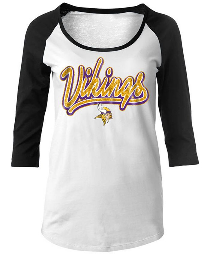 5th & Ocean Minnesota Vikings NFL Women's Glitter Raglan T-Shirt - Macy's
