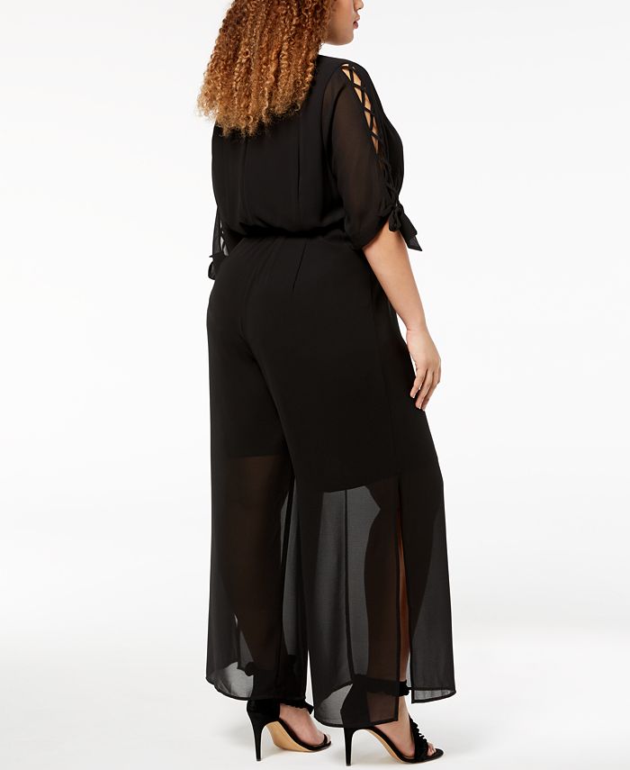 Monteau Trendy Plus Size Illusion Jumpsuit - Macy's