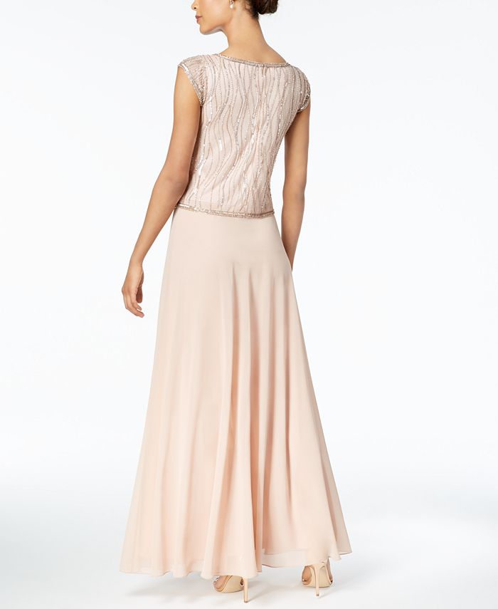 j kara v neck beaded gown