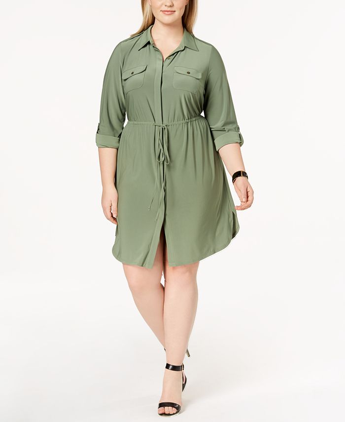 NY Collection Plus Size & Petite Plus Size Utility Shirtdress - Macy's