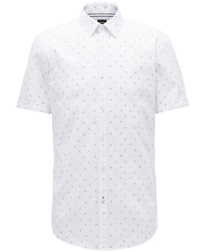 Hugo Boss BOSS Men's Slim-Fit Anchor-Print Cotton Sport Shirt & Reviews ...