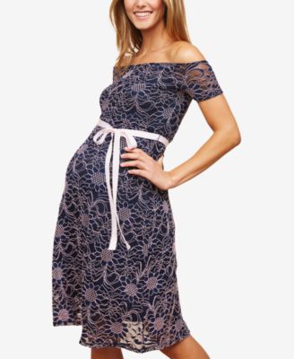 Motherhood Maternity - Maternity Lace Off-The-Shoulder Dress