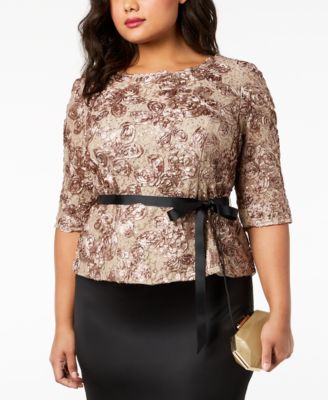 Alex Evenings - Plus Size Sequined Lace Top