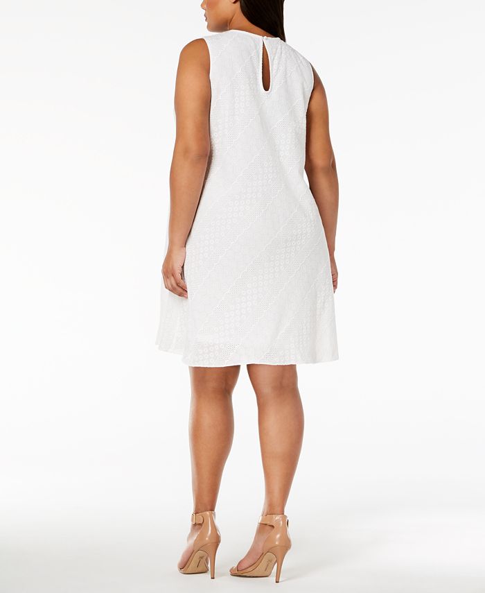 Calvin Klein Plus Size Cotton Eyelet Trapeze Dress - Macy's