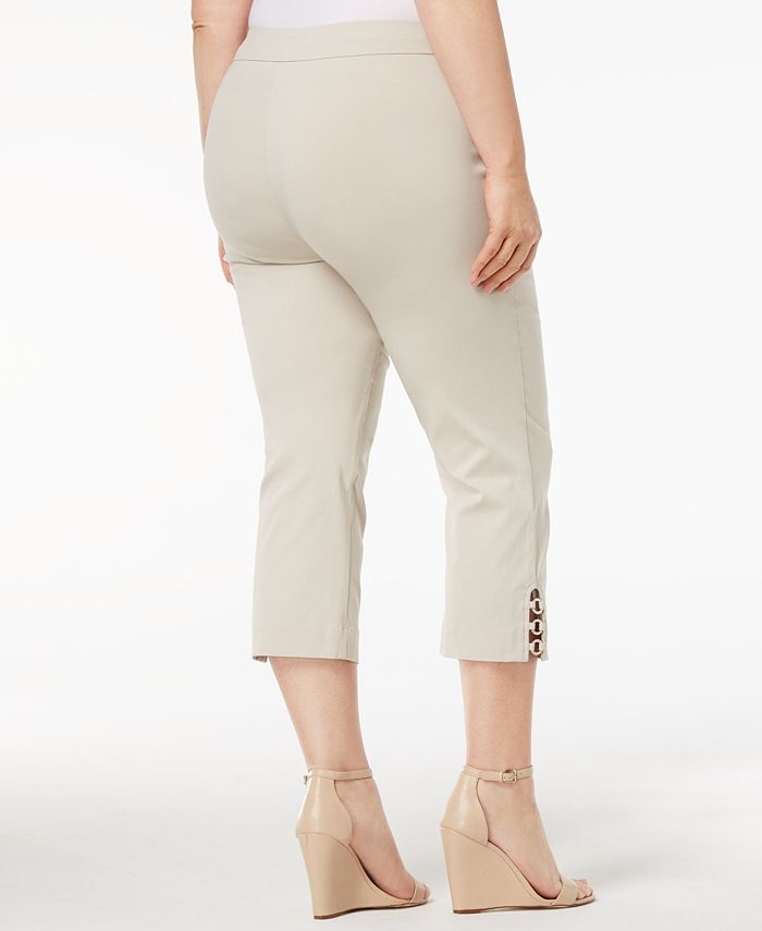 JM Collection Plus Size Lattice-Trimmed Capri Pants, Created for Macy's ...