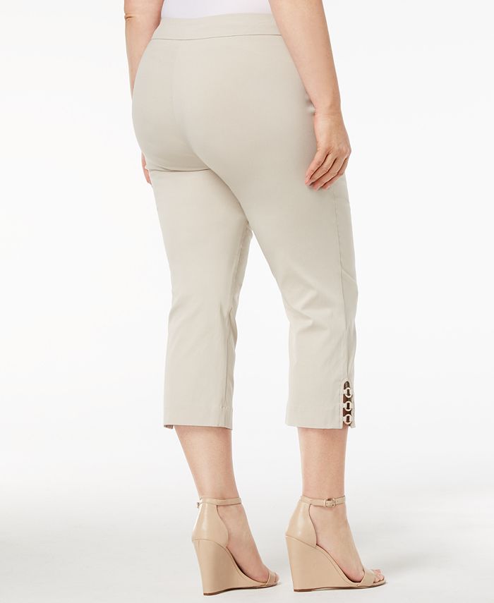 JM Collection Plus Size Lattice Trimmed Capri Pants Created for
