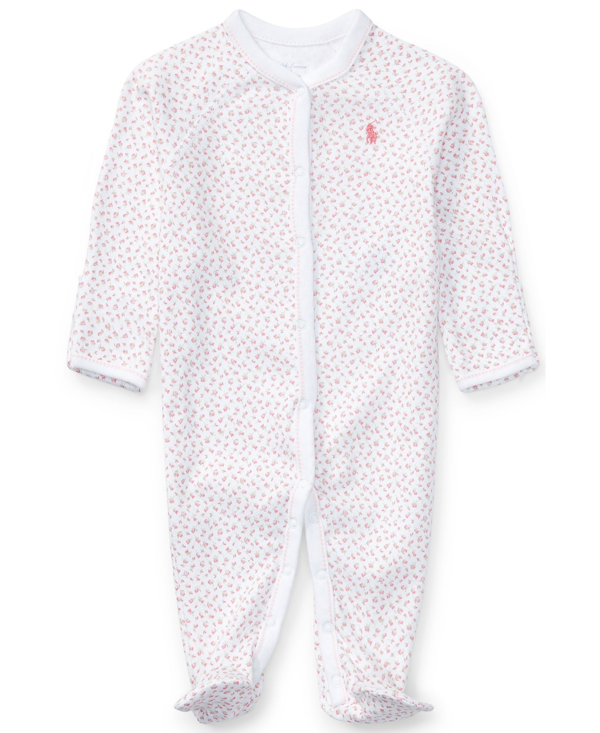 Polo Ralph Lauren Baby Girls Floral Cotton Coverall In Delicate Pink