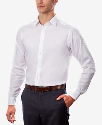 Calvin Klein - Men's STEEL Classic/Regular Fit Non-Iron Performance Stretch Pattern Dress Shirt