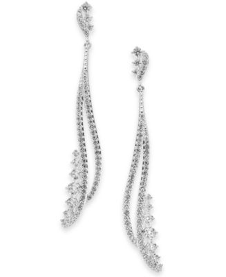 Danori Crystal and Pavé Linear Drop Earrings, Created for Macy's - Macy's