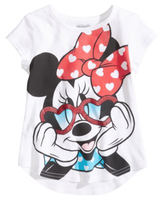 Disney - Heart Glasses Minnie Mouse Cotton T-Shirt, Little Girls