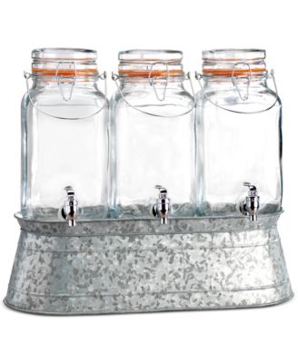 Home Essentials - Fiddle & Fern Triple Glass 1-Gallon Beverage Dispenser