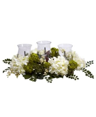 Nearly Natural - Snowball Hydrangea Triple Candelabrum