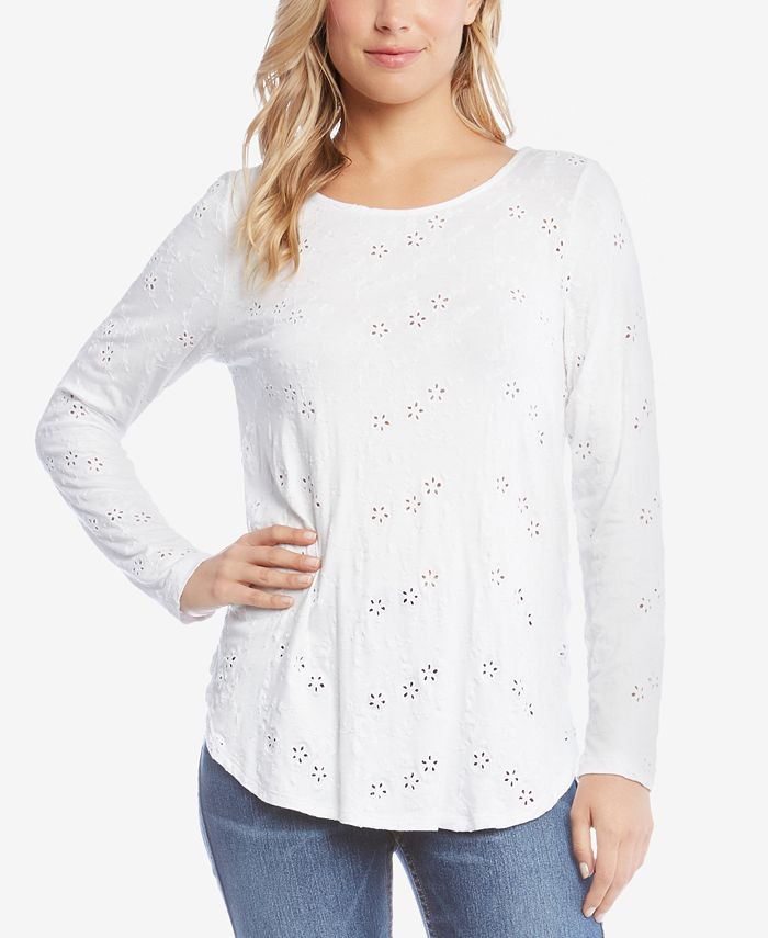 Karen Kane Floral-Embroidered Top & Reviews - Tops - Women - Macy's