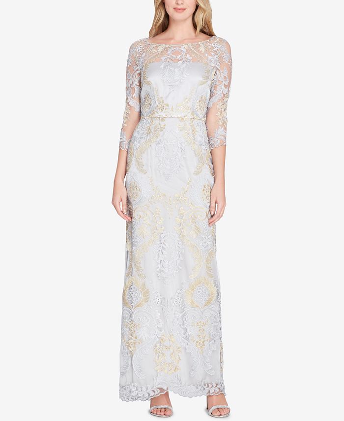 Tahari asl embroidered on sale gown