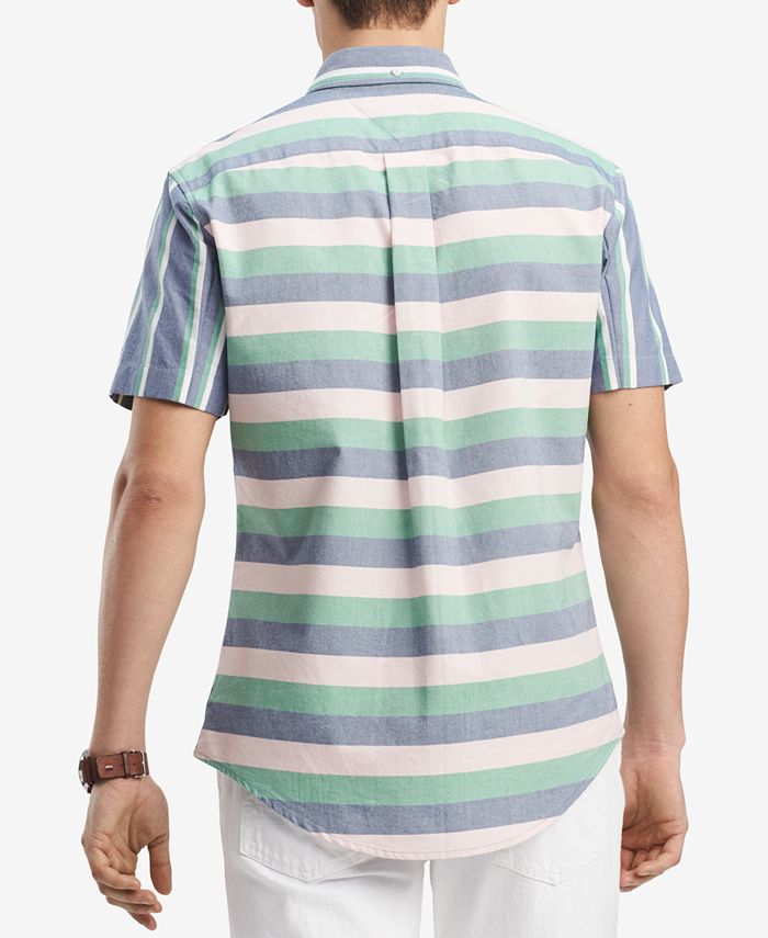 Tommy Hilfiger Men's Calvin Classic Fit Striped Shirt, Created for Macy ...