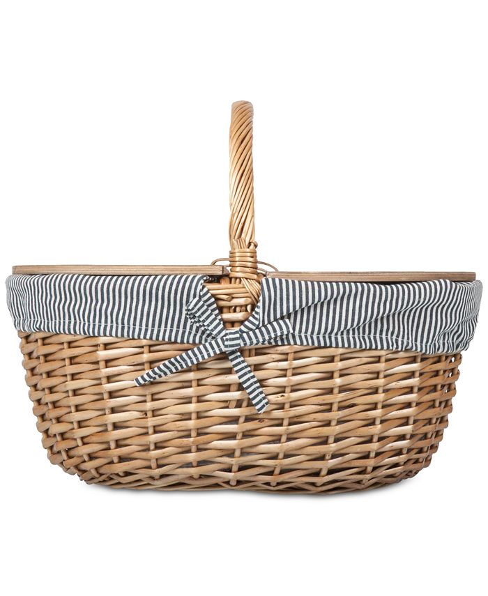 Picnic Time Country Navy & White Striped Picnic Basket Macy's
