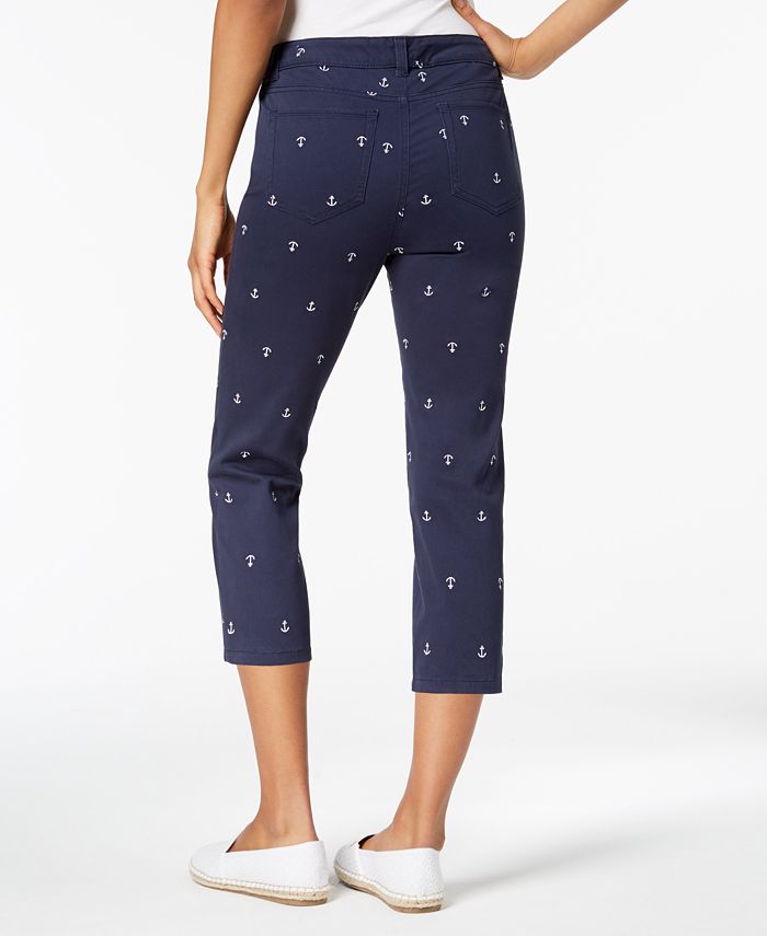 Charter Club Anchor Embroidered Capri Pants, Created for Macy's Macy's