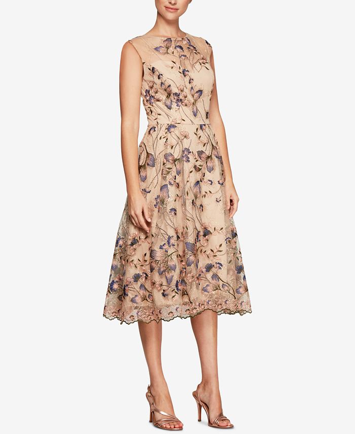 Alex Evenings Sequined Embroidered Midi Dress - Macy's