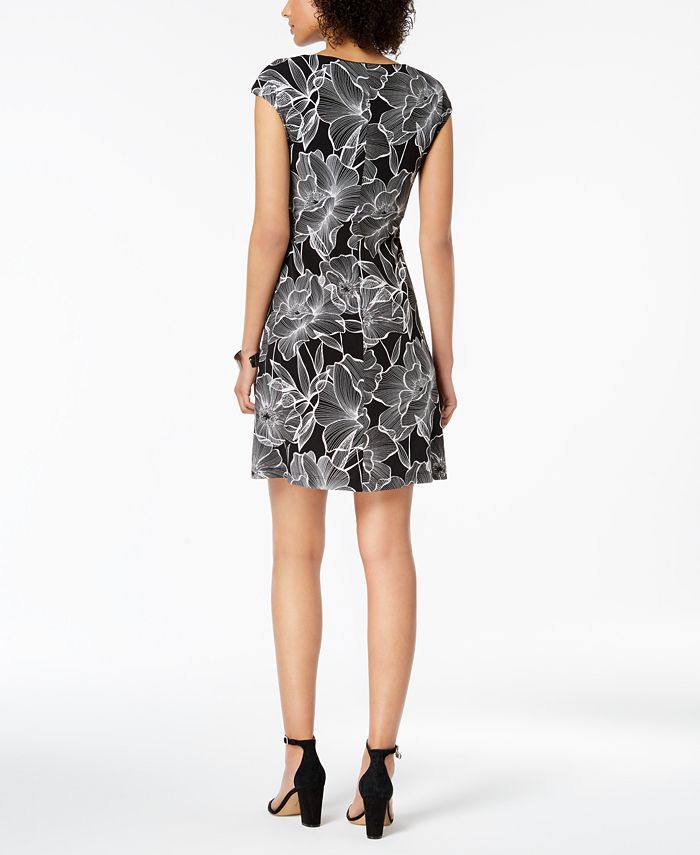 Connected Floral-Print Keyhole Dress - Macy's