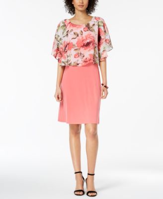 Connected Womens Capelet Sheath Dress Pink Size 14