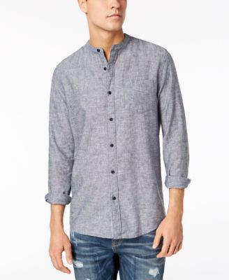 American Rag - Men's Textured Band-Collar Pocket Shirt