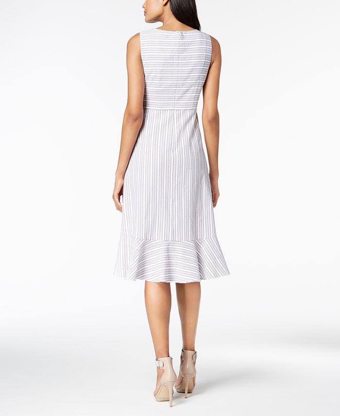 Calvin Klein Cotton Striped Wrap Dress - Macy's