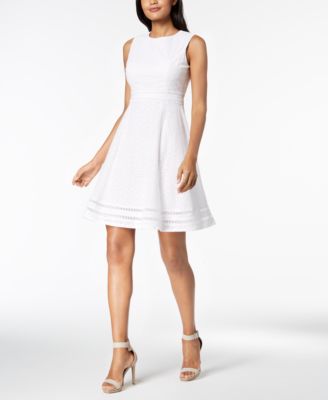 calvin klein fit and flare dress white